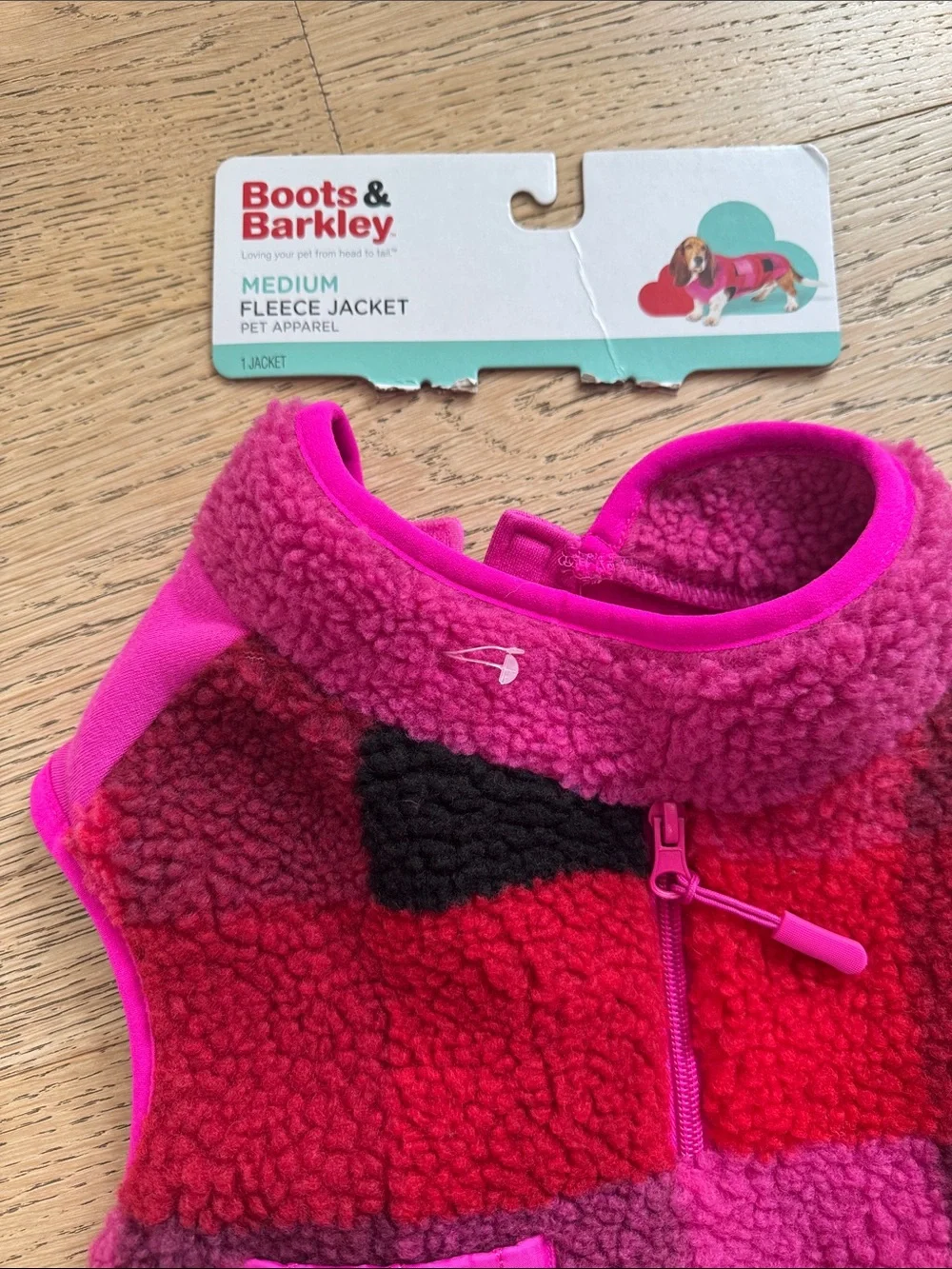 Boots & Barkley Pink and Red Patchwork Kids Fleece Jacket
